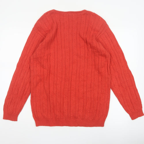 ColourVille Men’s Red S Cable-Knit Cotton Crew Neck Pullover Jumper