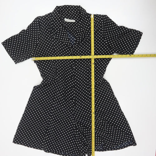 Principles Women Black White Polka Dot Button Playsuit UK 16