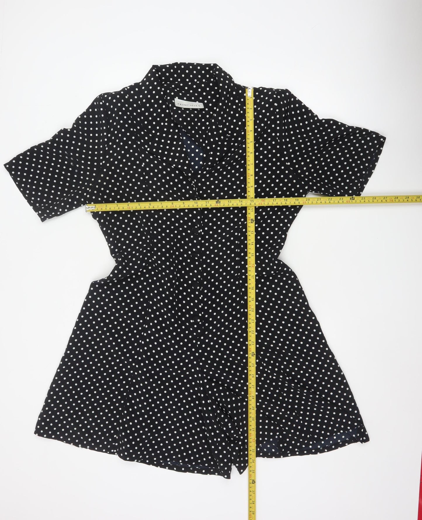 Principles Women Black White Polka Dot Button Playsuit UK 16