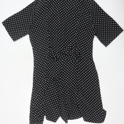Principles Women Black White Polka Dot Button Playsuit UK 16