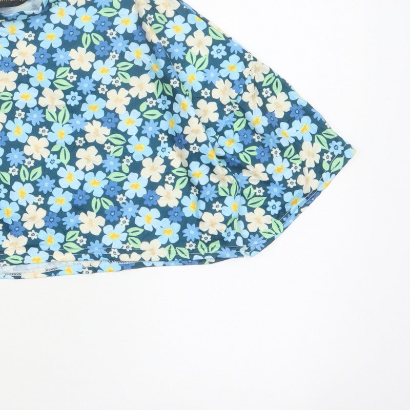 I Saw It First Women’s Blue Floral Cropped Jersey T-Shirt UK 12