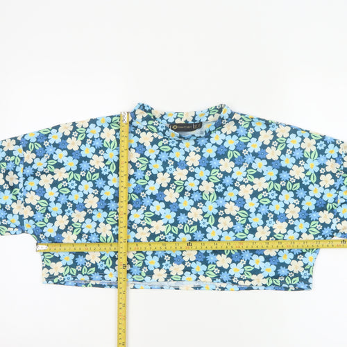 I Saw It First Women’s Blue Floral Cropped Jersey T-Shirt UK 12