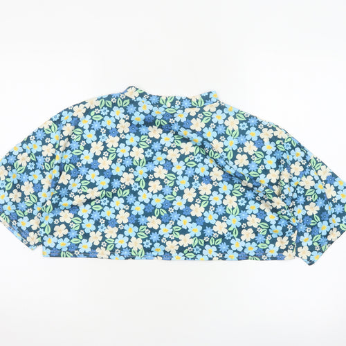 I Saw It First Women’s Blue Floral Cropped Jersey T-Shirt UK 12