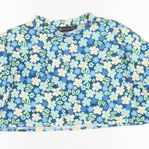 I Saw It First Women’s Blue Floral Cropped Jersey T-Shirt UK 12