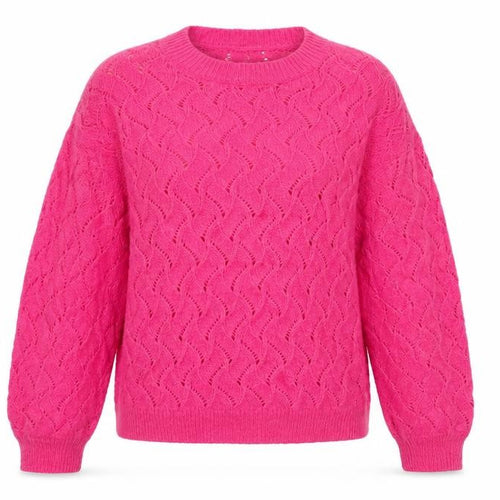 Hush Women’s Pink XS Alpaca Wool Open-Knit Crew Neck Pullover Jumper