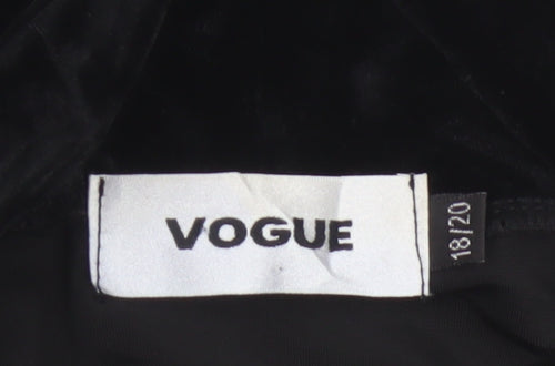 Vogue Women Black Velvet Wrap V-Neck Cap Sleeve Blouse UK 18
