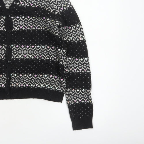 Tu Women’s Black Size 12 Fair Isle Sequin Button Cardigan