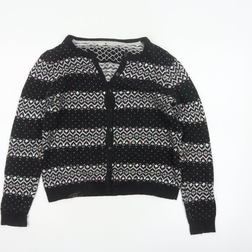 Tu Women’s Black Size 12 Fair Isle Sequin Button Cardigan