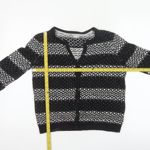 Tu Women’s Black Size 12 Fair Isle Sequin Button Cardigan