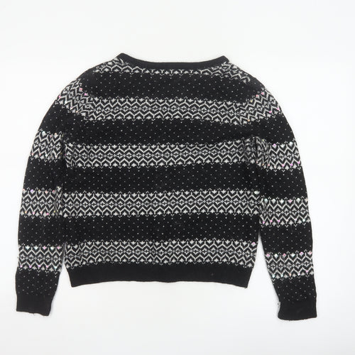 Tu Women’s Black Size 12 Fair Isle Sequin Button Cardigan