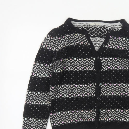Tu Women’s Black Size 12 Fair Isle Sequin Button Cardigan