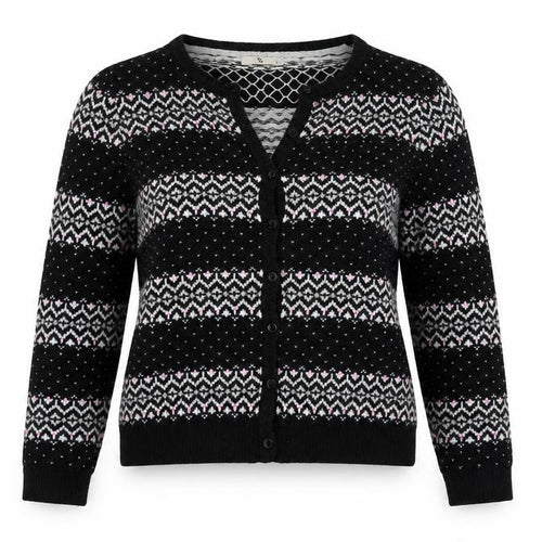Tu Women’s Black Size 12 Fair Isle Sequin Button Cardigan