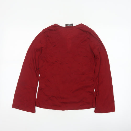 Principles Petite Women Red UK 6 Floral Embroidered V-Neck Blouse