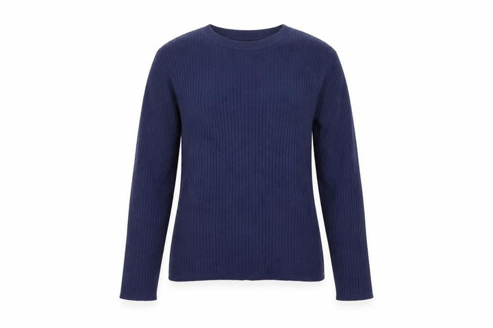 Oasis Women’s Blue L Ribbed Crew Neck Long Sleeve Slim Jumper