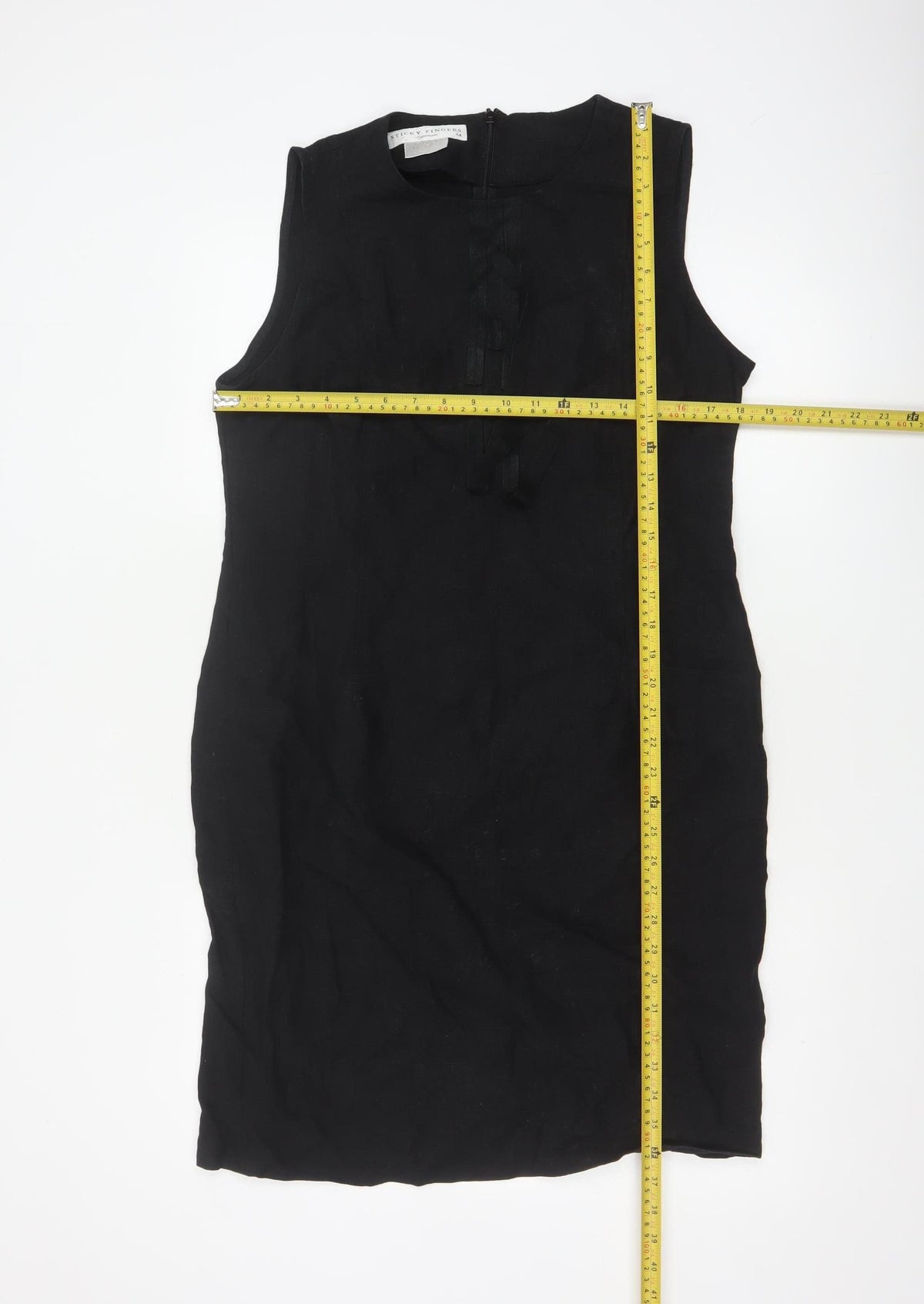 Sticky Fingers Women Black UK 14 Sleeveless Knee Length Sheath Dress
