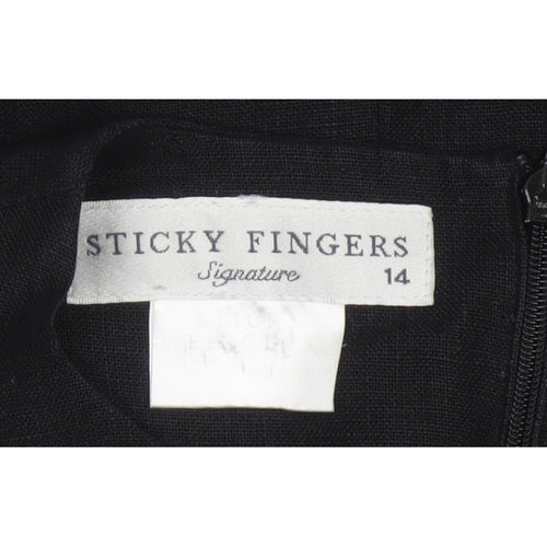 Sticky Fingers Women Black UK 14 Sleeveless Knee Length Sheath Dress