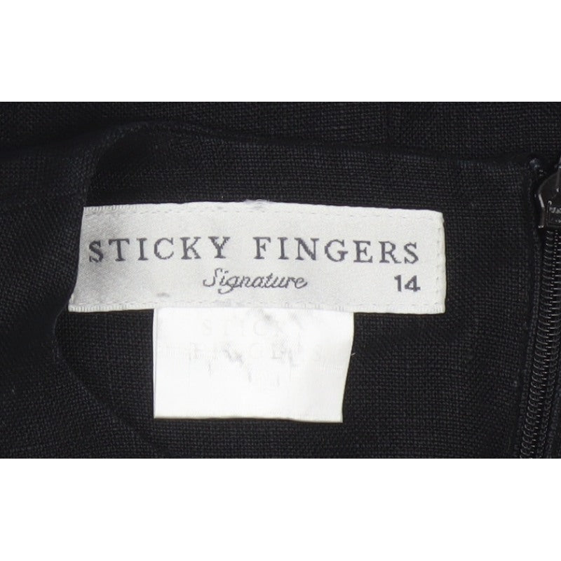Sticky Fingers Women Black UK 14 Sleeveless Knee Length Sheath Dress