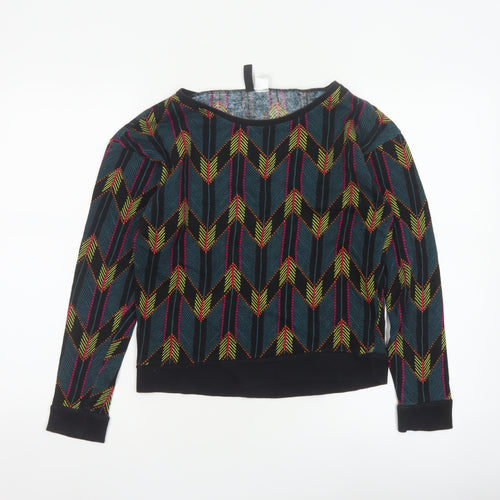 H&M Divided Women’s Multicoloured XS Cropped Geometric Jersey Sweatshirt