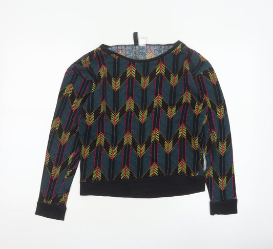H&M Divided Women’s Multicoloured XS Cropped Geometric Jersey Sweatshirt