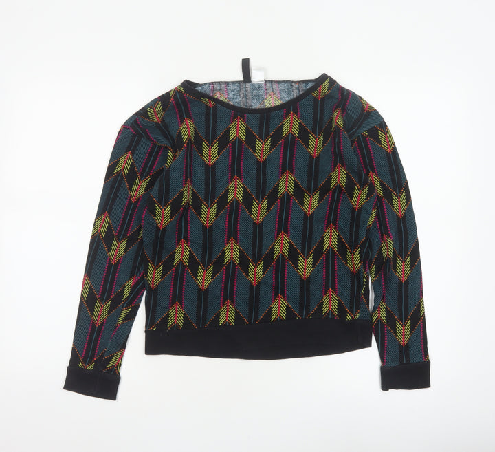 H&M Divided Women’s Multicoloured XS Cropped Geometric Jersey Sweatshirt