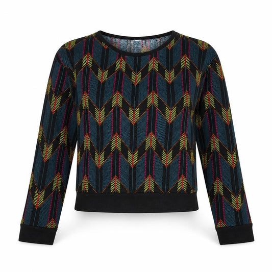 Front view of H&M Divided Women’s Multicoloured XS Cropped Geometric Jersey Sweatshirt