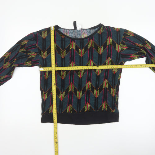 H&M Divided Women’s Multicoloured XS Cropped Geometric Jersey Sweatshirt