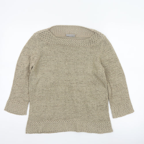 Bhs Women Beige Size 16 Open Knit Boat Neck Tunic Jumper