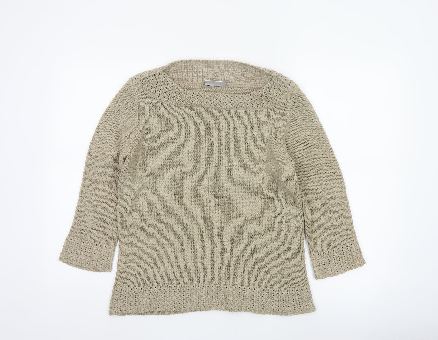 Bhs Women Beige Size 16 Open Knit Boat Neck Tunic Jumper