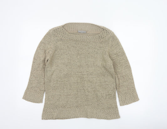 Bhs Women Beige Size 16 Open Knit Boat Neck Tunic Jumper