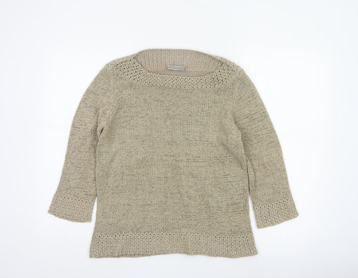Bhs Women Beige Size 16 Open Knit Boat Neck Tunic Jumper