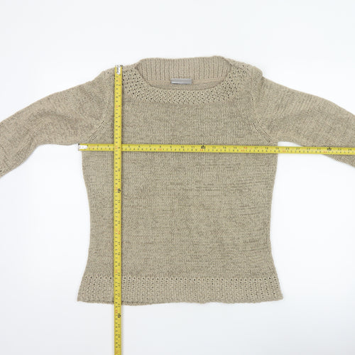 Bhs Women Beige Size 16 Open Knit Boat Neck Tunic Jumper
