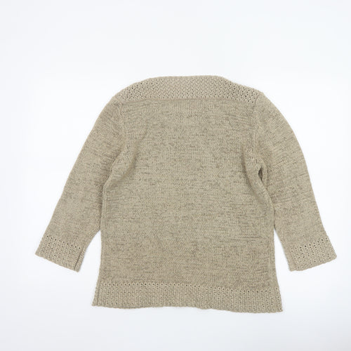 Bhs Women Beige Size 16 Open Knit Boat Neck Tunic Jumper