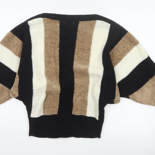 Cristina's Women Multicoloured Striped V-Neck Pullover Jumper M