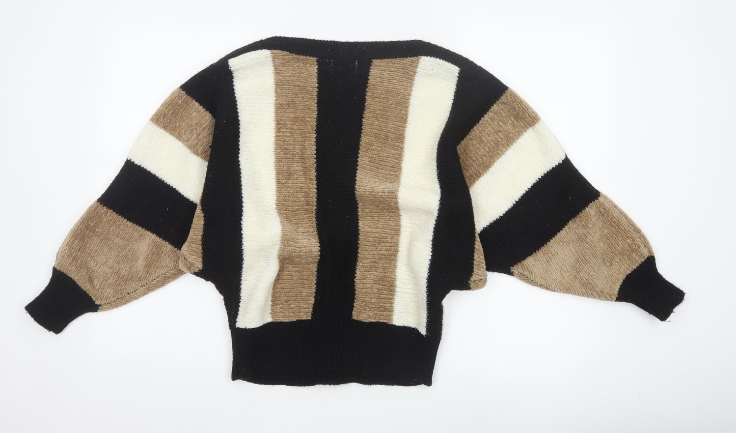 Cristina's Women Multicoloured Striped V-Neck Pullover Jumper M