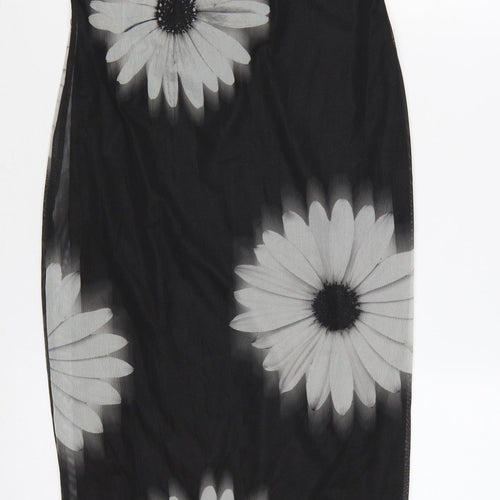 New Look Women Black UK 10 Long Floral Sleeveless Sheath Dress