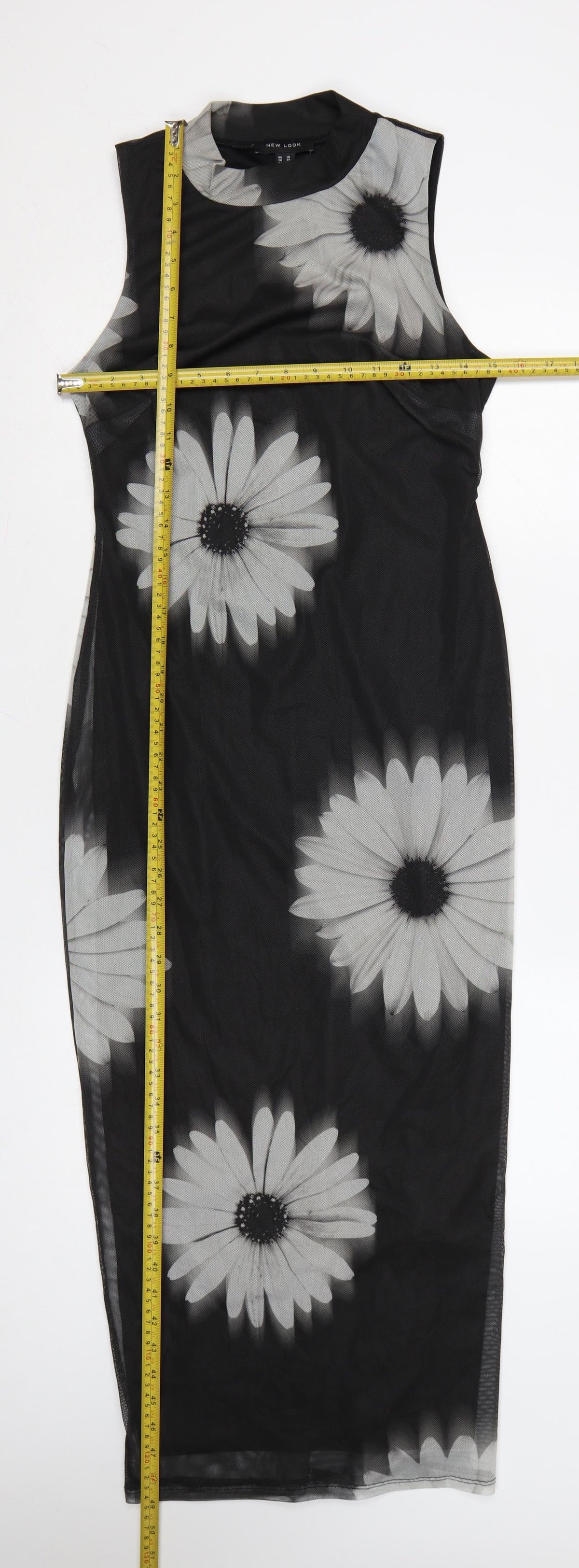 New Look Women Black UK 10 Long Floral Sleeveless Sheath Dress