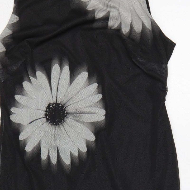New Look Women Black UK 10 Long Floral Sleeveless Sheath Dress