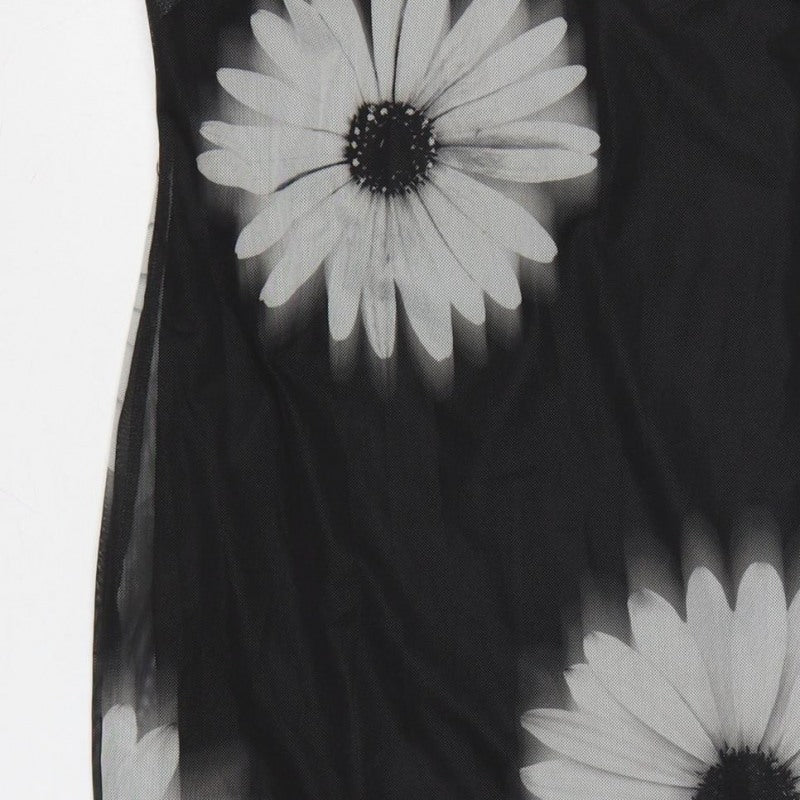 New Look Women Black UK 10 Long Floral Sleeveless Sheath Dress
