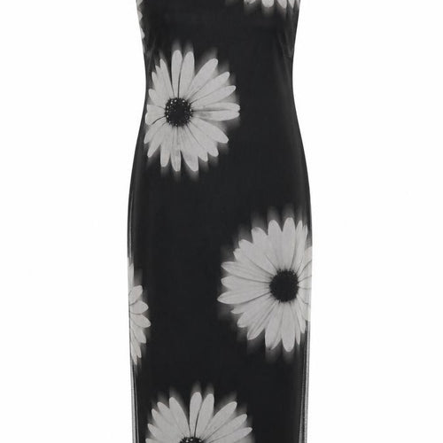 New Look Women Black UK 10 Long Floral Sleeveless Sheath Dress