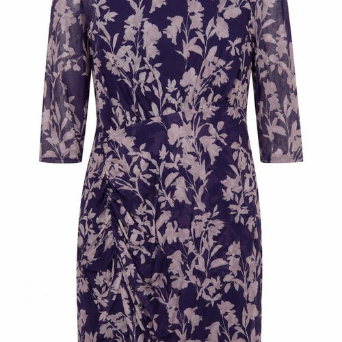 Phase Eight Women Purple UK 26 Floral Ruched Sheath Midi Dress