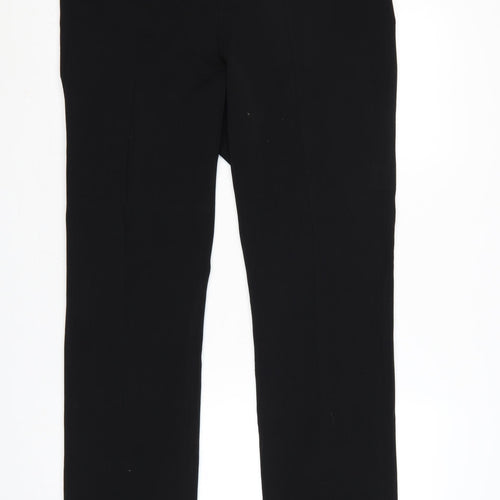 Jaeger Women Black UK 18 Straight Leg Tailored Wool Dress Trousers