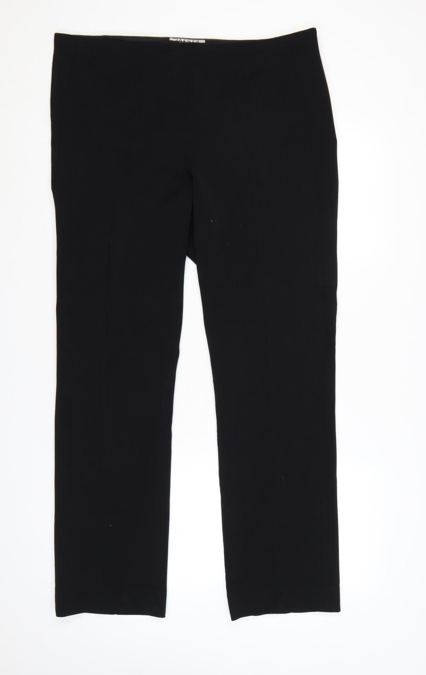 Jaeger Women Black UK 18 Straight Leg Tailored Wool Dress Trousers