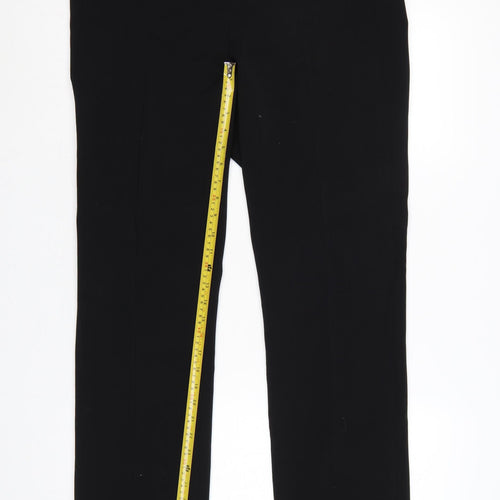 Jaeger Women Black UK 18 Straight Leg Tailored Wool Dress Trousers
