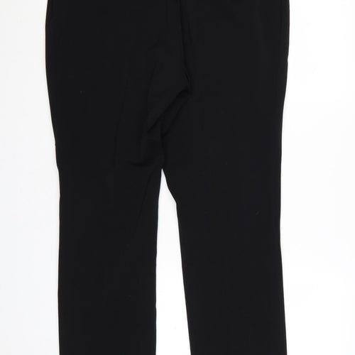 Jaeger Women Black UK 18 Straight Leg Tailored Wool Dress Trousers