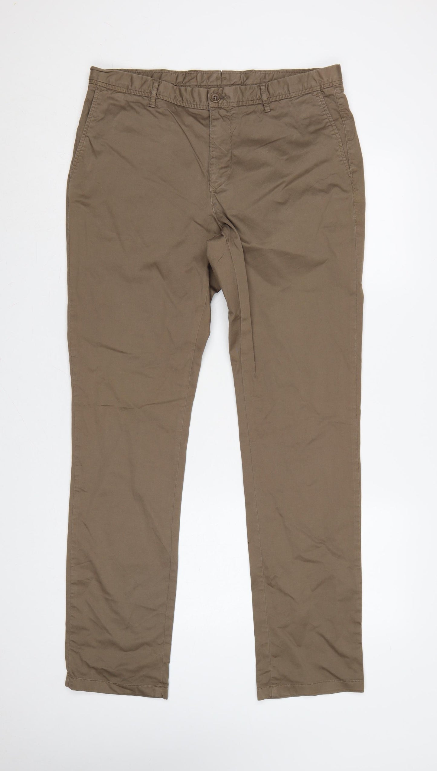 Reiss Mens Brown 34 Slim Tapered Fielder Chino Trousers