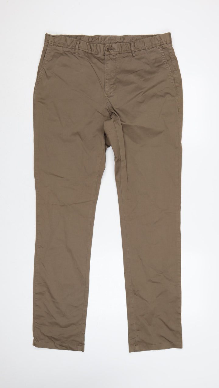 Reiss Mens Brown 34 Slim Tapered Fielder Chino Trousers