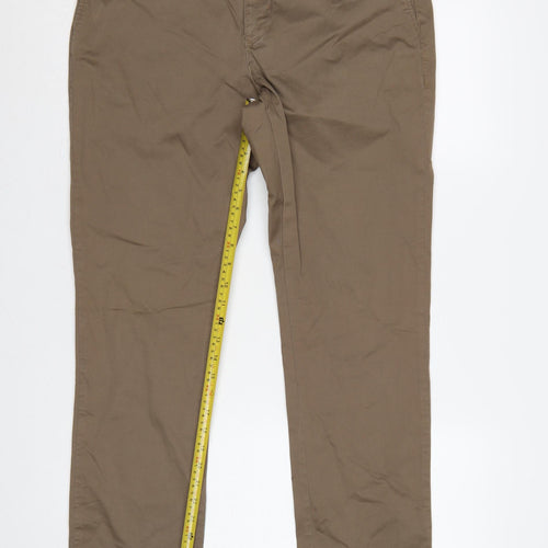 Reiss Mens Brown 34 Slim Tapered Fielder Chino Trousers