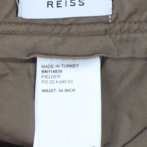 Reiss Mens Brown 34 Slim Tapered Fielder Chino Trousers