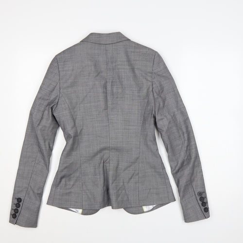 Next Women Grey Tailored Blazer UK 8 Wool Blend One Button