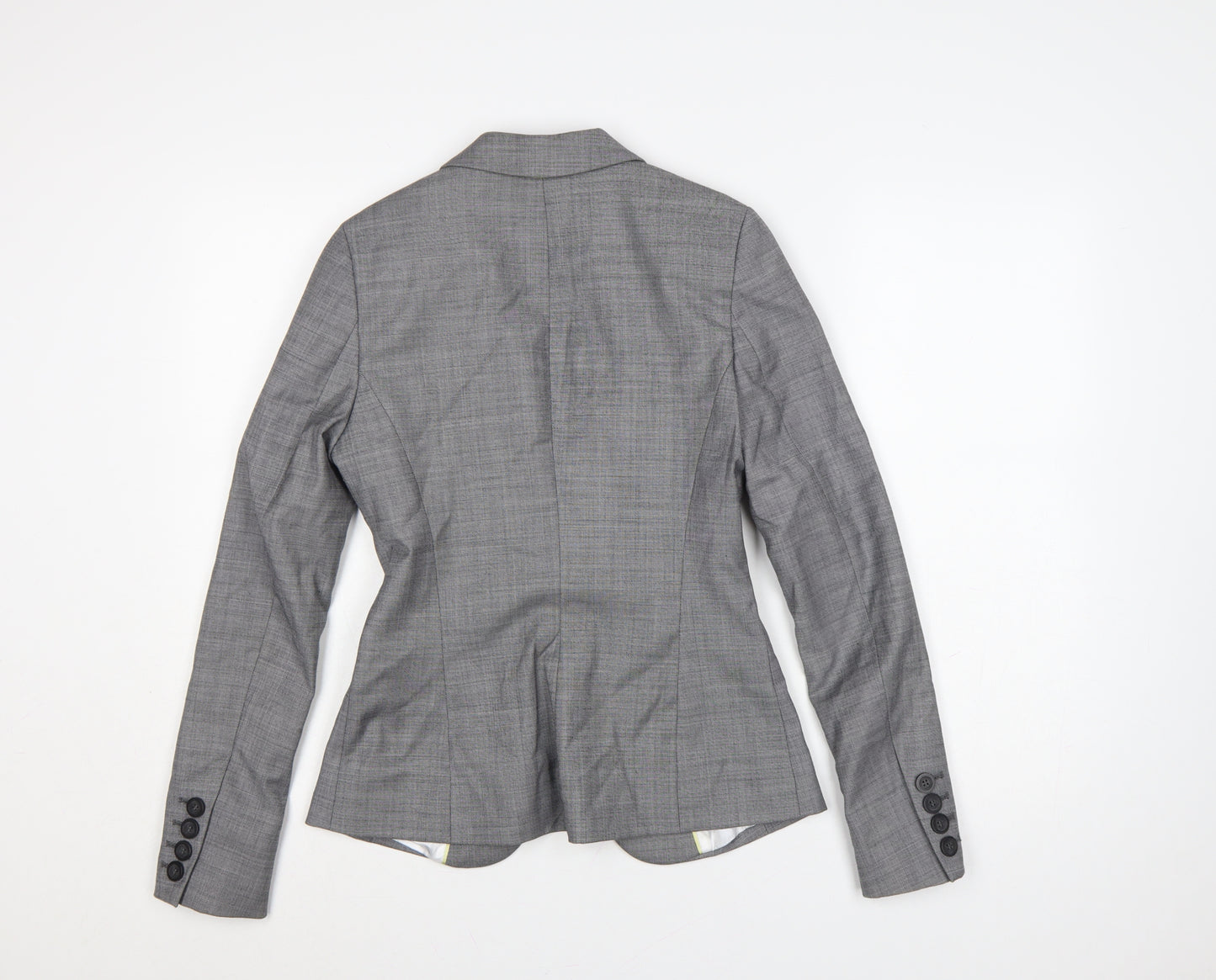 Next Women Grey Tailored Blazer UK 8 Wool Blend One Button